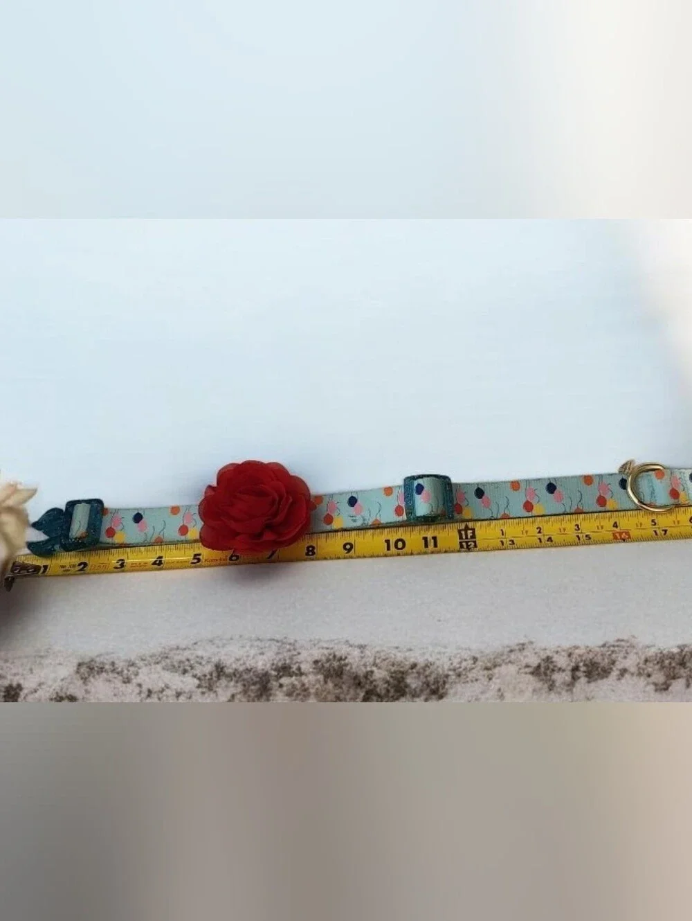 Adjustable Celebration Dog Collar and Leash Set with Red Flower Accent■ EUC